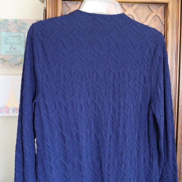 3/$15 Rebecca Malone Textured Knit Drape Front Open Cardigan - Navy - Picture 10 of 15